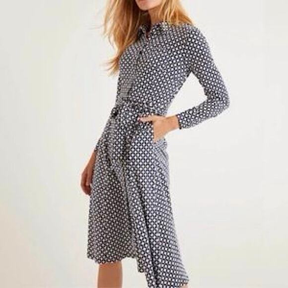 Boden Dresses & Skirts - Boden Women’s Susannah Jersey Knit Long Sleeve Shirt Dress Size 8 Navy Blue0